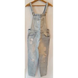 Distressed Denim Overalls